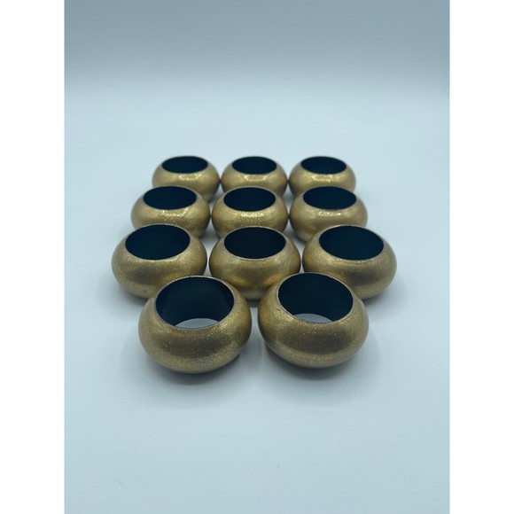 Elegant Gold Glittery Napkin Rings - Polypropylene, Metallic Lacquer - SET OF 11 - Picture 3 of 6
